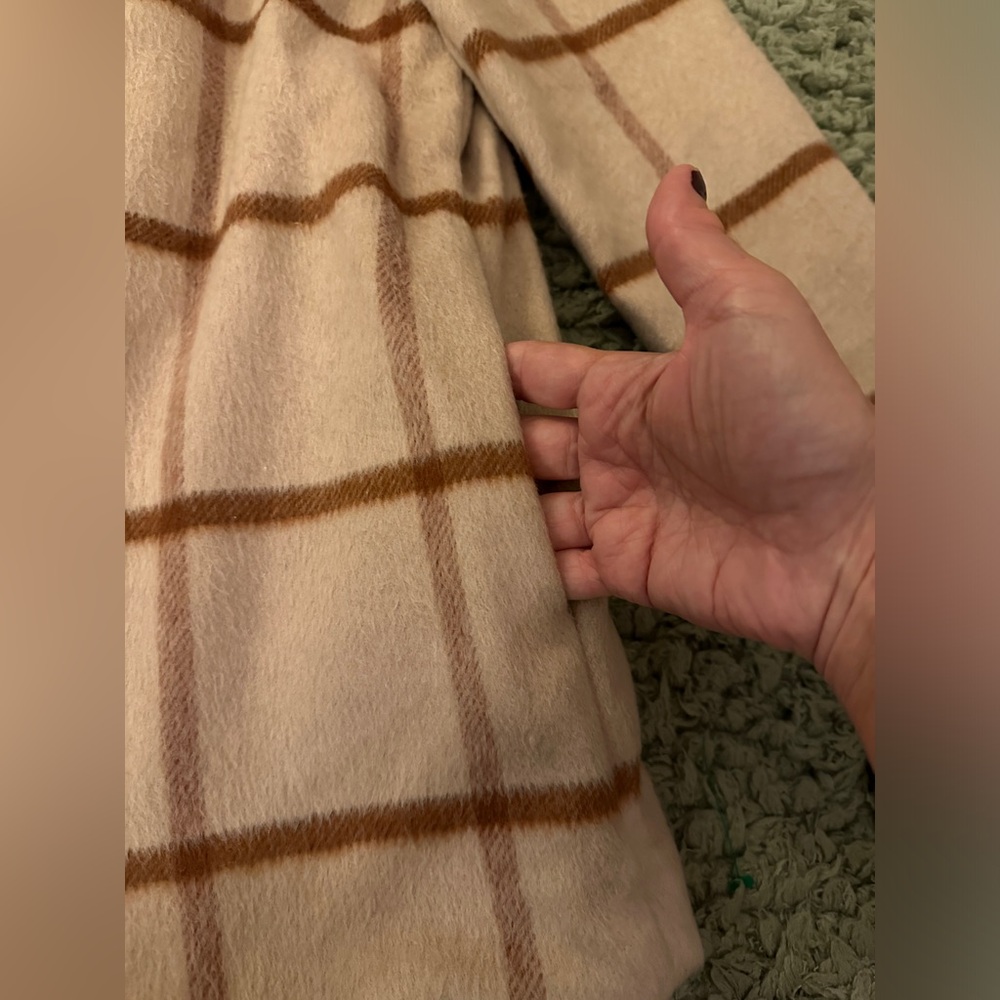 Joie Revolve Neutral Plaid Open Front Unlined Soft Fleece Feel Jacket Small - Picture 2 of 4